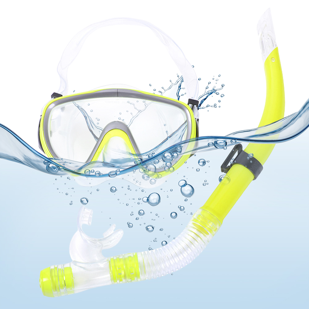 Freediving Mask Set - หน้ากากดำน้ำและชุดสน็อกเกิล หน้ากากดำน้ำแบบปรับได้ ไม่มีการรั่วซึม ชุดสน็อกเกิลแบบแห้ง ป้องกันฝ้าสำหรับการดำน้ำแบบสกูบา