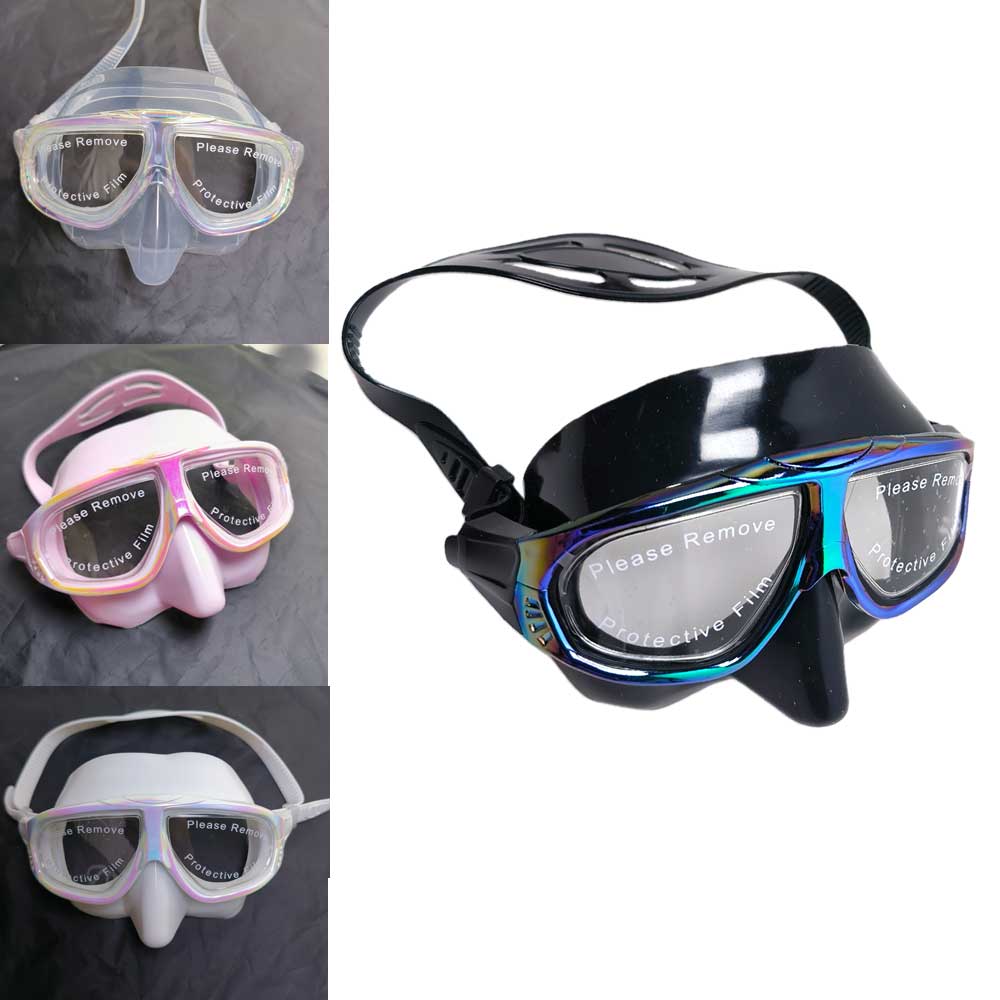 Freediving Mask Set - หน้ากากดำน้ำฟรีไดฟ์วิ่งแบบ unisex สีรุ้ง ปริมาณน้ำหนักน้อย พร้อมขอบซิลิโคนป้องกันอาการแพ้ เลนส์กระจกนิรภัย
