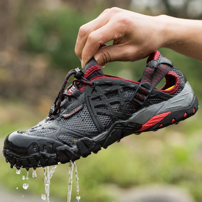 Aquatic Sports Shoes - คุณภาพสูงผู้ชายรองเท้าเดินป่าBreathable Non-Slipตาข่ายกีฬารองเท้าสําหรับชายรองเท้าผ้าใบQuick Dryรองเท้าน้ําปีนเขากลางแจ้ง