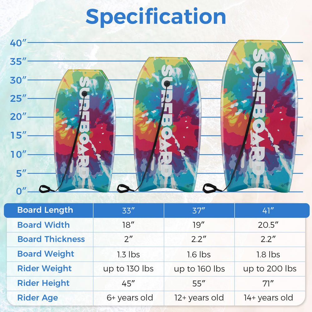 บอร์ดบอดี้บอร์ดน้ำหนักเบาขนาด  - Bodyboard Boogie Board บทวิจารณ์และราคา