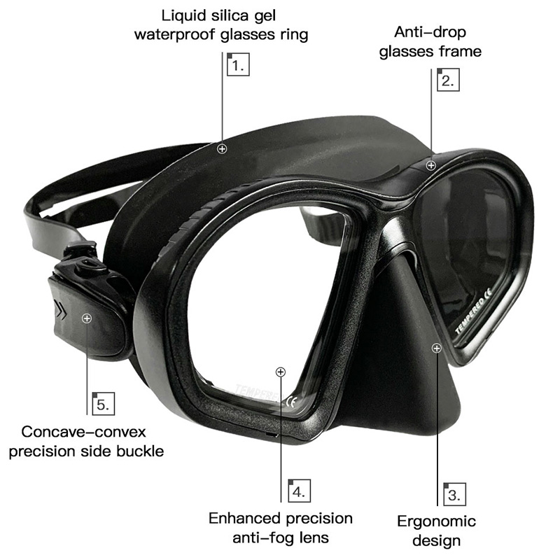 หน้ากากดำน้ำแบบกระจกนิรภัยความ - Freediving Mask Set บทวิจารณ์และราคา